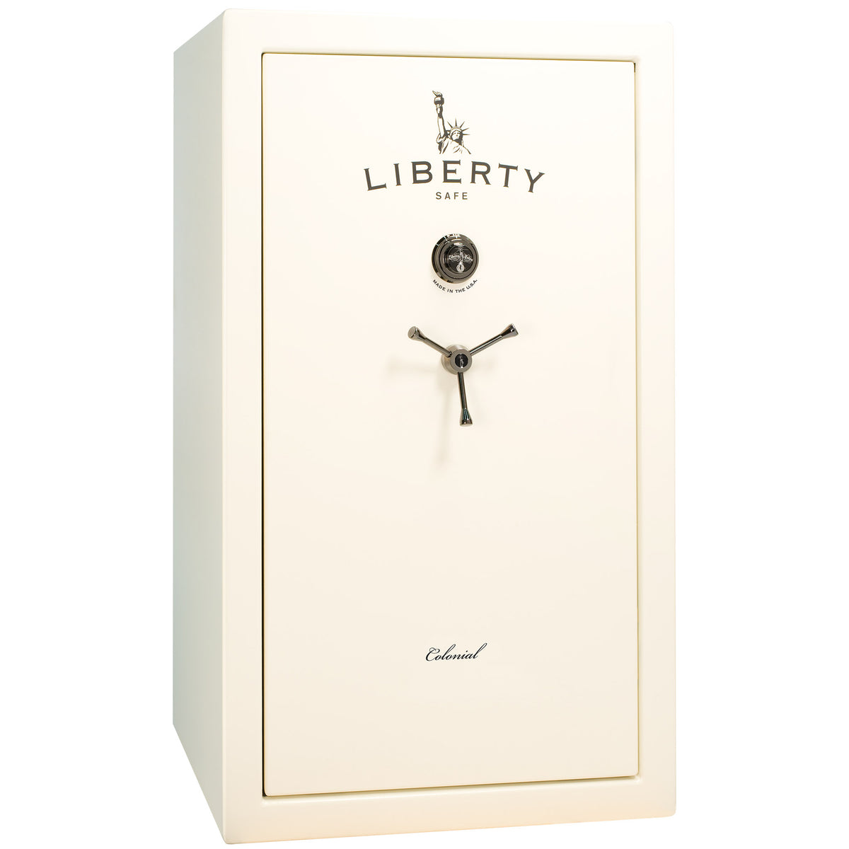 Colonial Series | Level 4 Security | 75 Minute Fire Protection | 30 PRO FLEX | DIMENSIONS: 60.5"(H) X 36"(W) X 22"(D*) | White Gloss Black Chrome | Mechanical Lock - Closed