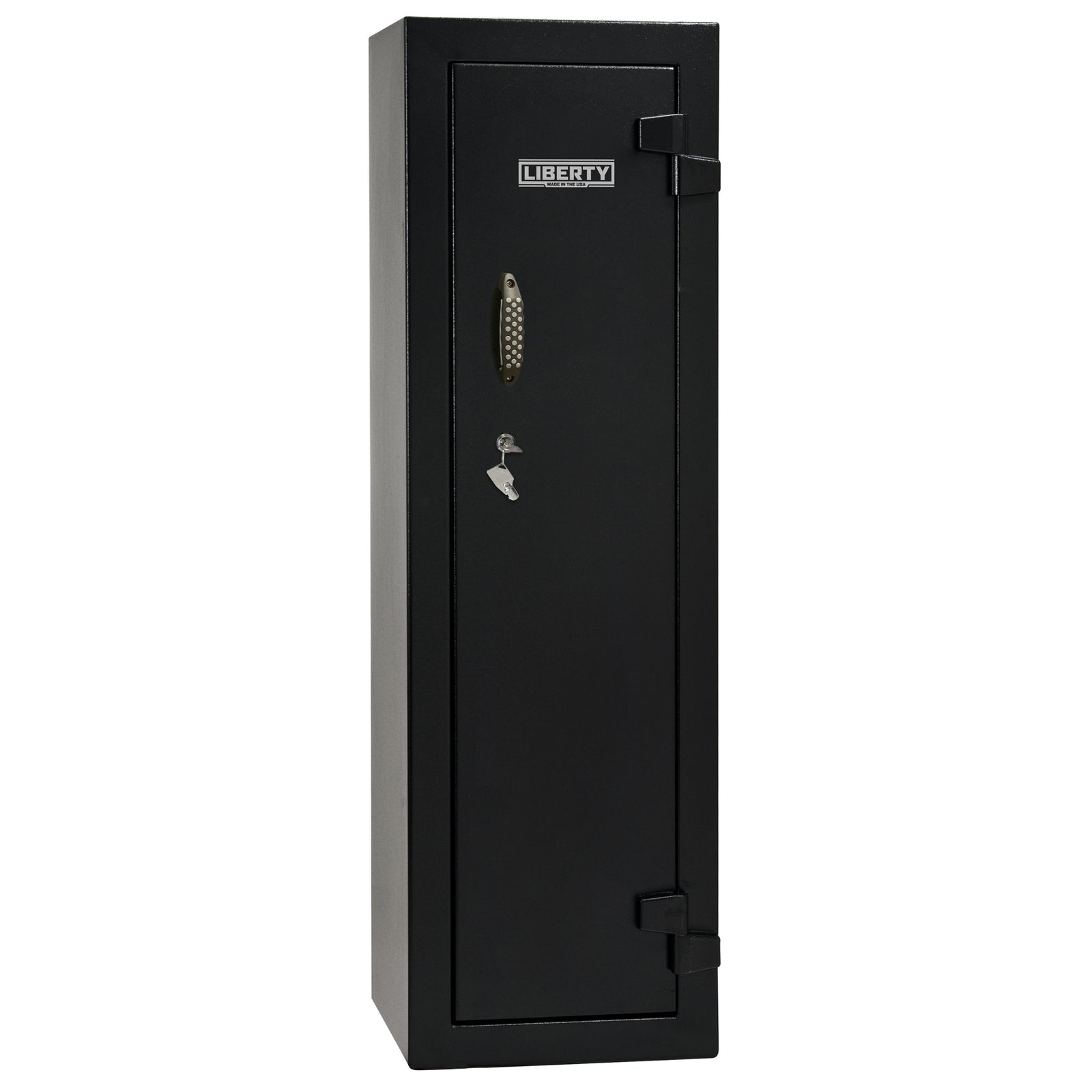 Gun Cabinet 14 | Dimensions: 59"(H) x 18"(W) x 16"(D*) | Textured Black - Closed