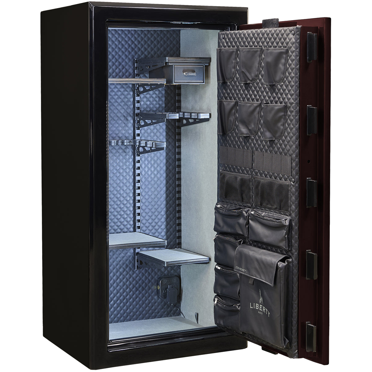 Presidential Series | Level 10 Security | 2.5 Hours Fire Protection | 25 | Dimensions: 60"(H) x 30"(W) x 24.75"(D*) | Burgundy Gloss | Electronic Lock - Open